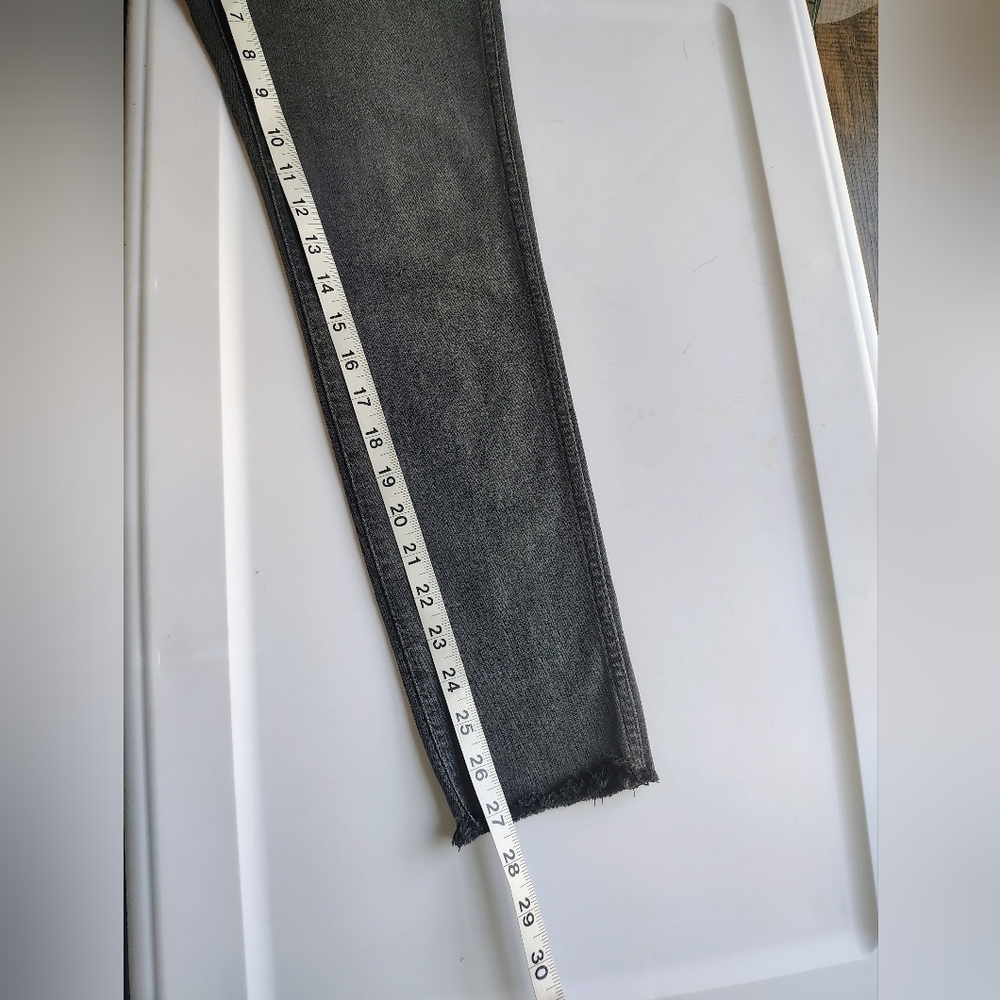 Madewell 10" high rise skinny jeans exposed button fly frayed Hem grey sz 27. - Picture 9 of 17